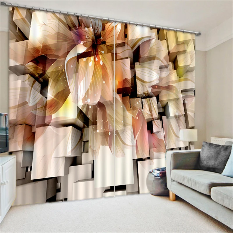 

Customized Flower pattern Luxury 3D Blackout Window Curtain Drapes For Living room Bed room Hotel Wall Tapestry Cortinas