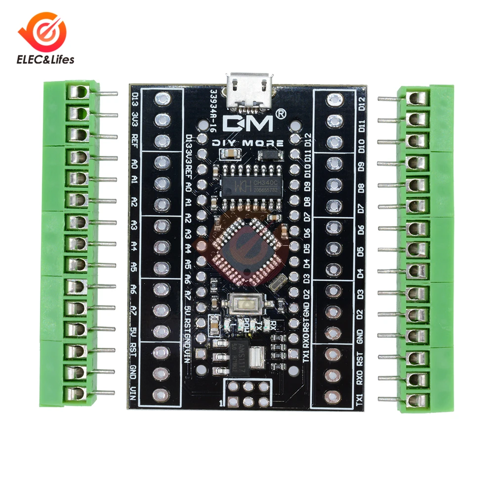 Контроллер CH340 NANO V3.0 ATMEGA328P CH340G nano 3 0 V3 2 в 1 микро USB терминал экран адаптер плата