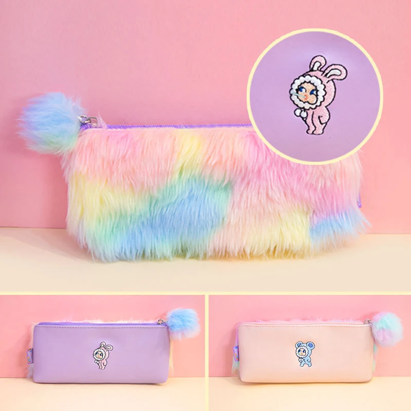 Чехол для ручек Kawaii Rainbow плюшевый пенал девочек подарок симпатичный Карандаш