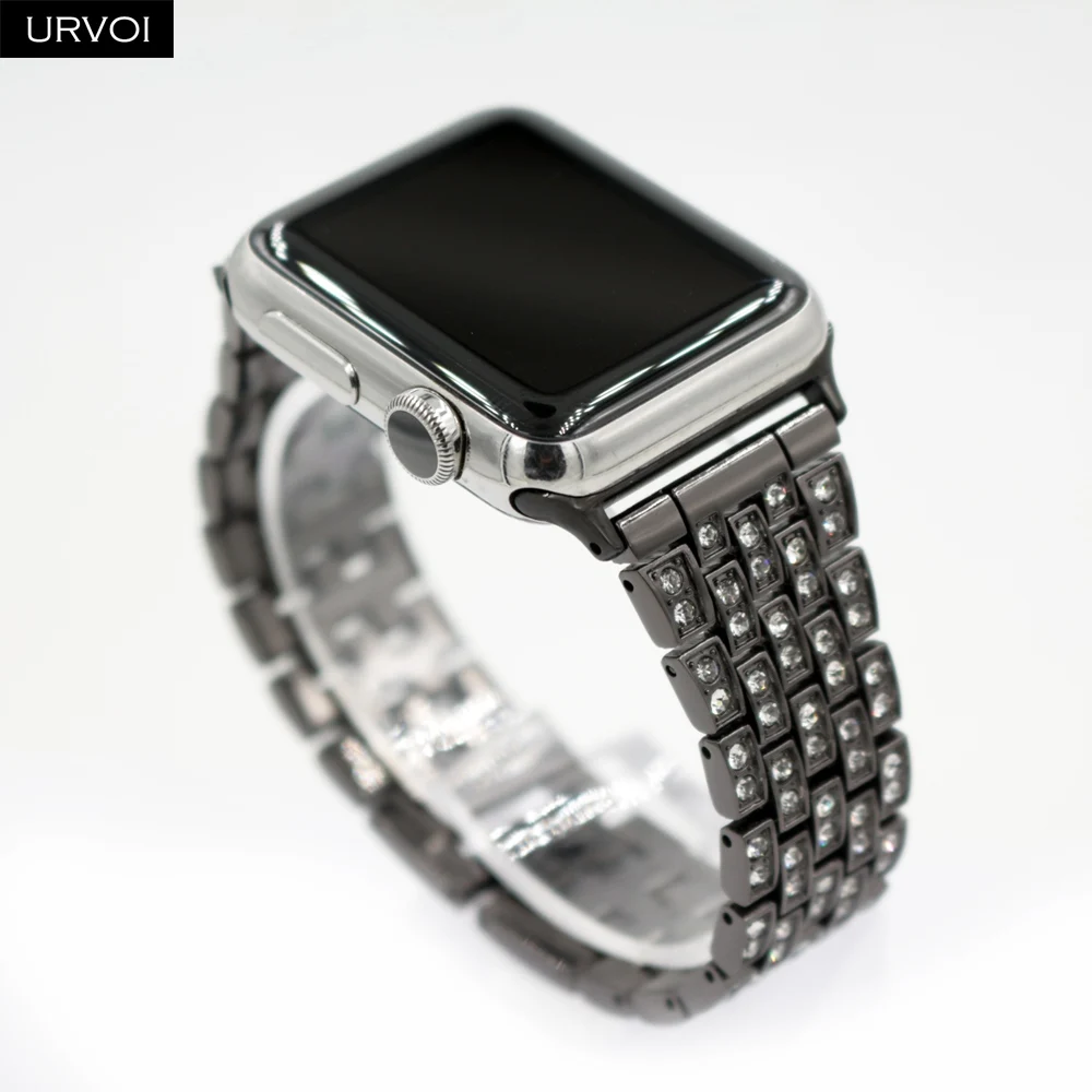 Ремешок URVOI для Apple Watch series 6 SE 5 4 3 2 1 ремешок с цирконием iWatch link браслет модный