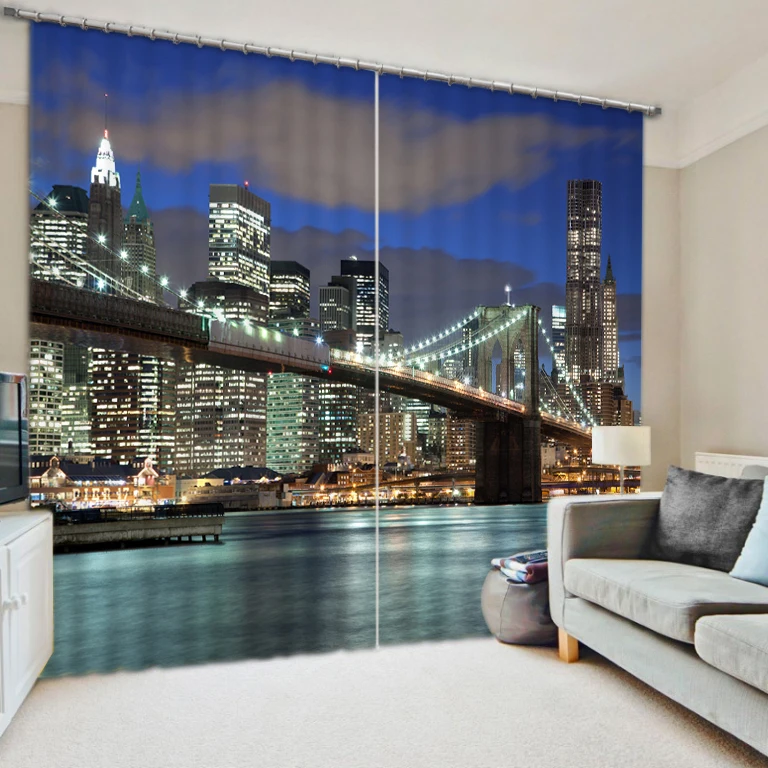 

Window Treatments 3D Printing Curtain Beautiful city night view Window Curtains For Living Room Ready Made Curtains