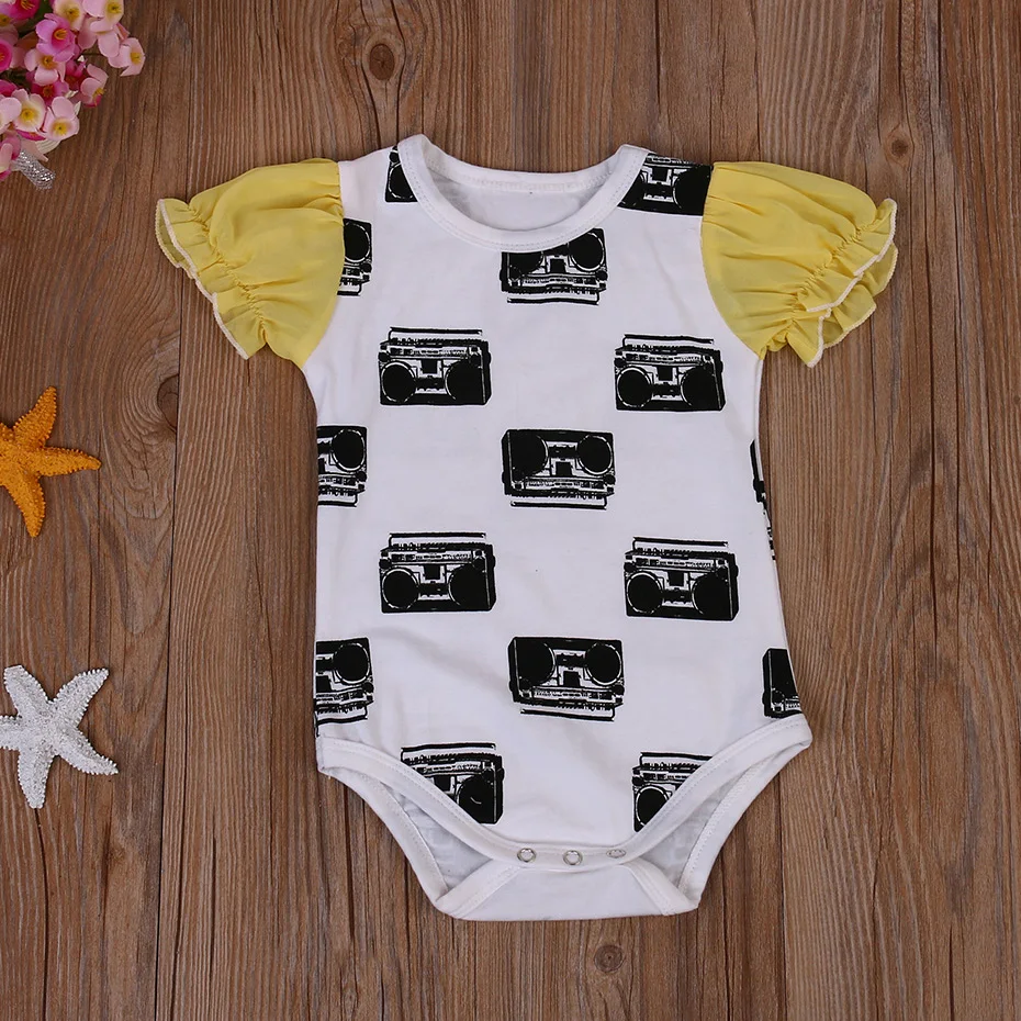 2017 Лето Печатных Новорожденного Девушки Одежду С Коротким Рукавом Хлопка