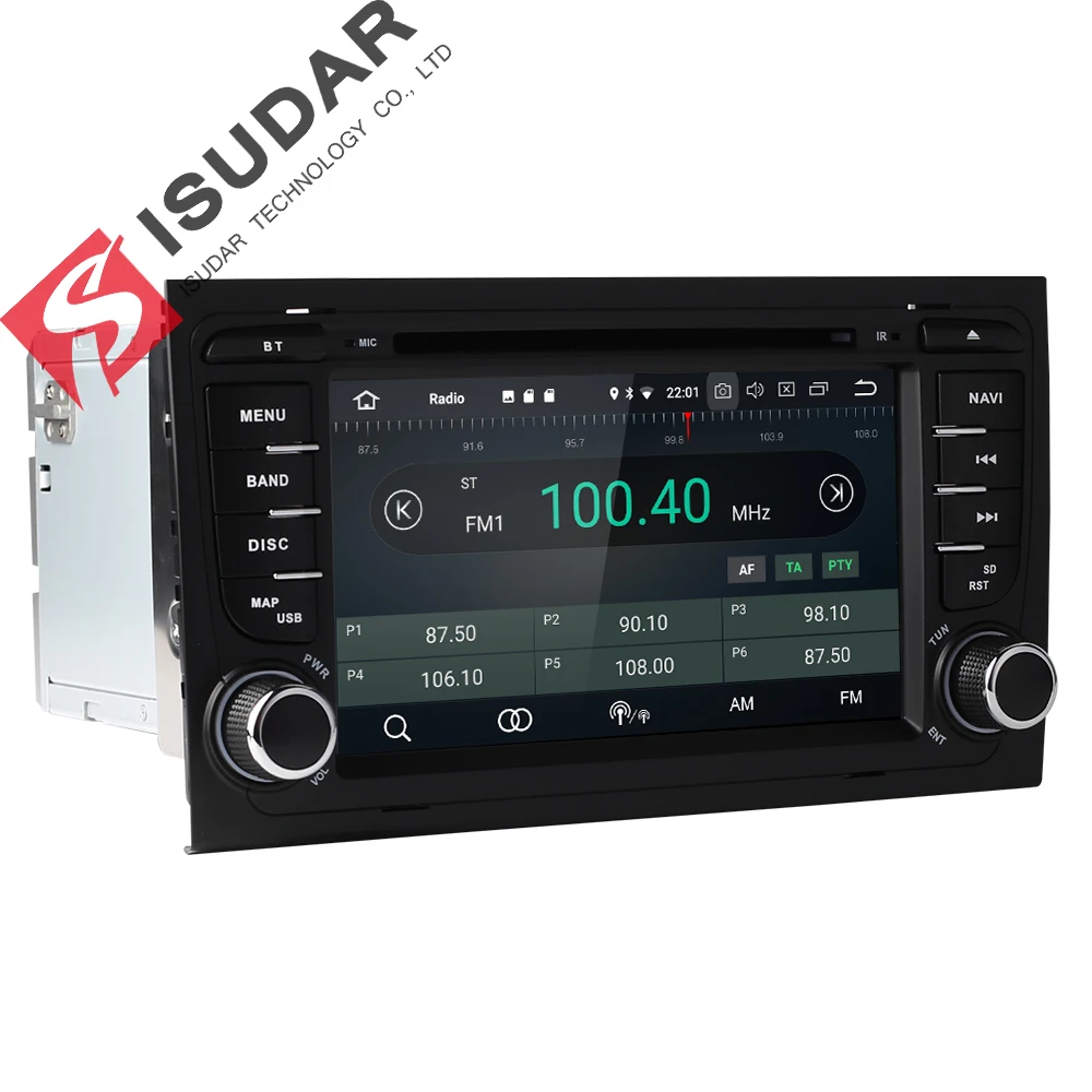 Isudar Автомагнитола с 7 Дюймовым Экраном 2 Din на Android 8.0.0 Для Автомобилей Audi/A4/S4 2002-2008