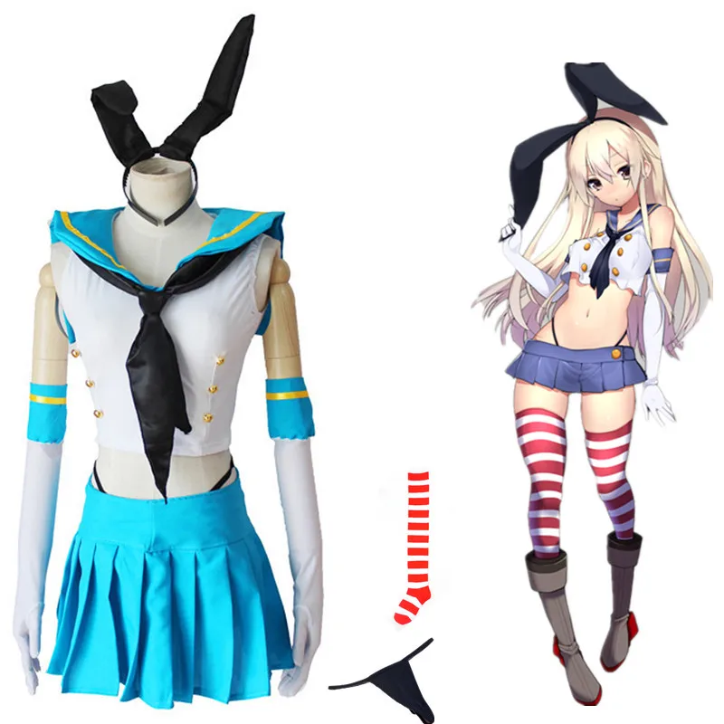 Аниме Kantai коллекционный костюм Shimakaze косплей девушка военно-морская форма Женская Сексуальная мини-юбка на Хэллоуин костюм для костюмированной вечеринки