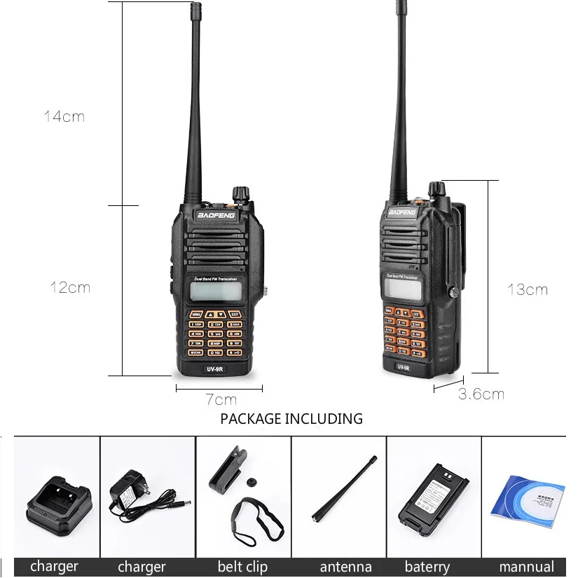 Портативная рация Baofeng портативная PTT 8 Вт радиоприемник 10 км UHF VHF IP67