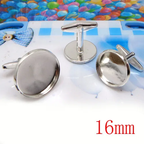 100 шт оптом посеребренные французские запонки Безель пустой W/Внутренняя 16 мм