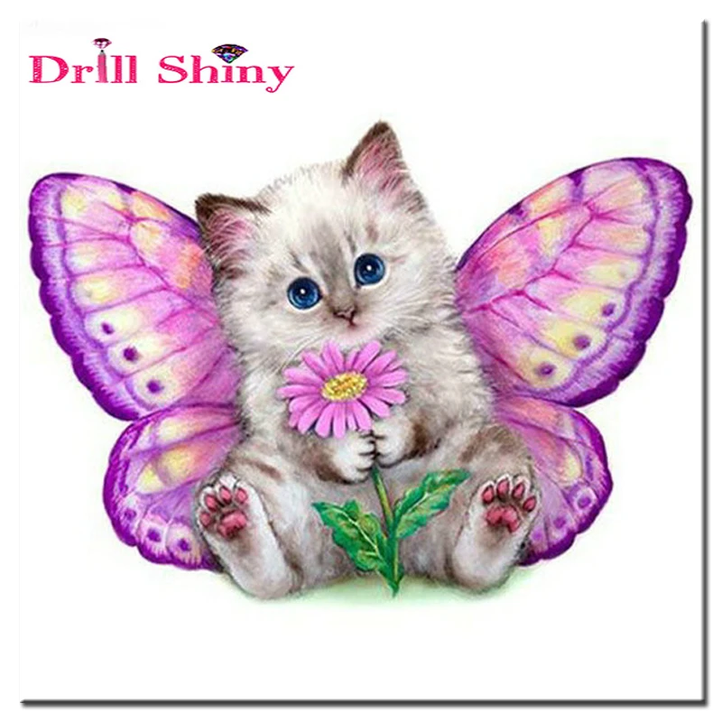 Diy 5 d Алмазная картина бабочка кошка вышивка бисером набор мозаики из страз