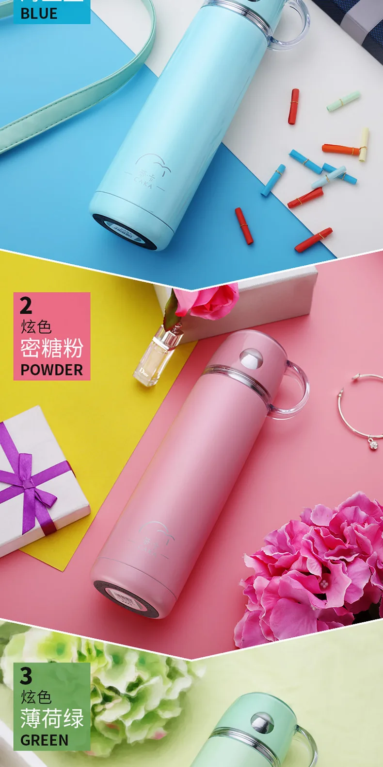 CAKA vacuum flask stainless steel 304 Thermal Cup outdoor school office Drinking Straight Cup Hot Water Bottle