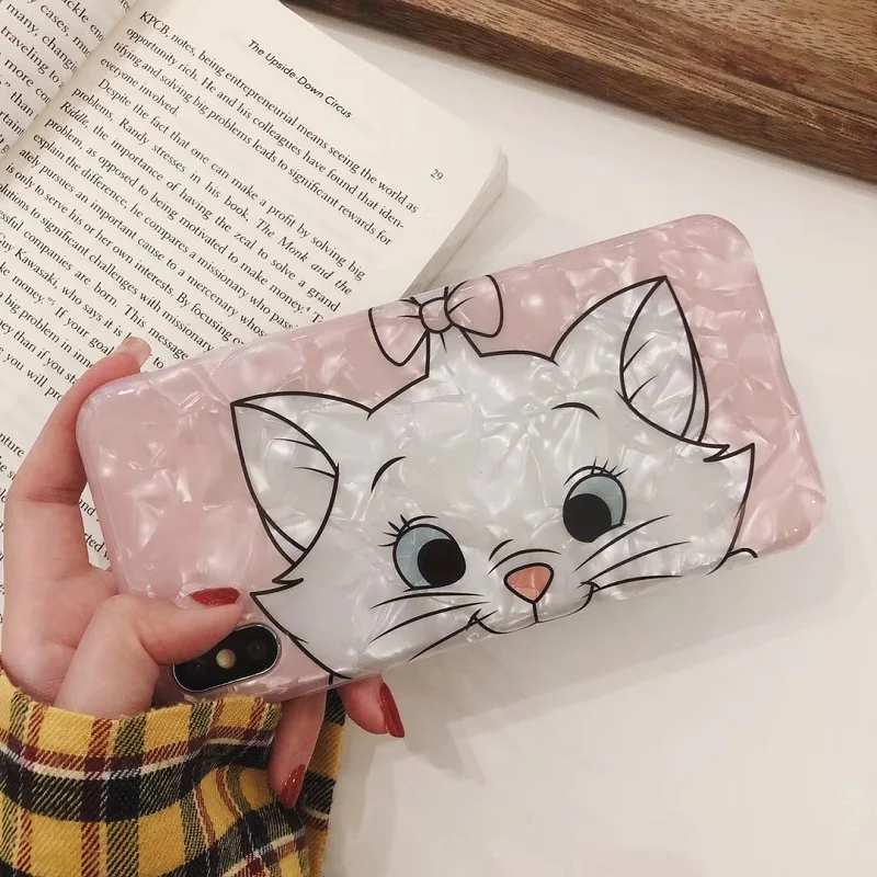 Милый розовый чехол Marie Cat для iPhone 6, 6 S, 7, 8 Plus, матовый чехол из ТПУ с раковиной для iPhone XS MAX, XR, X S, задняя крышка, чехол
