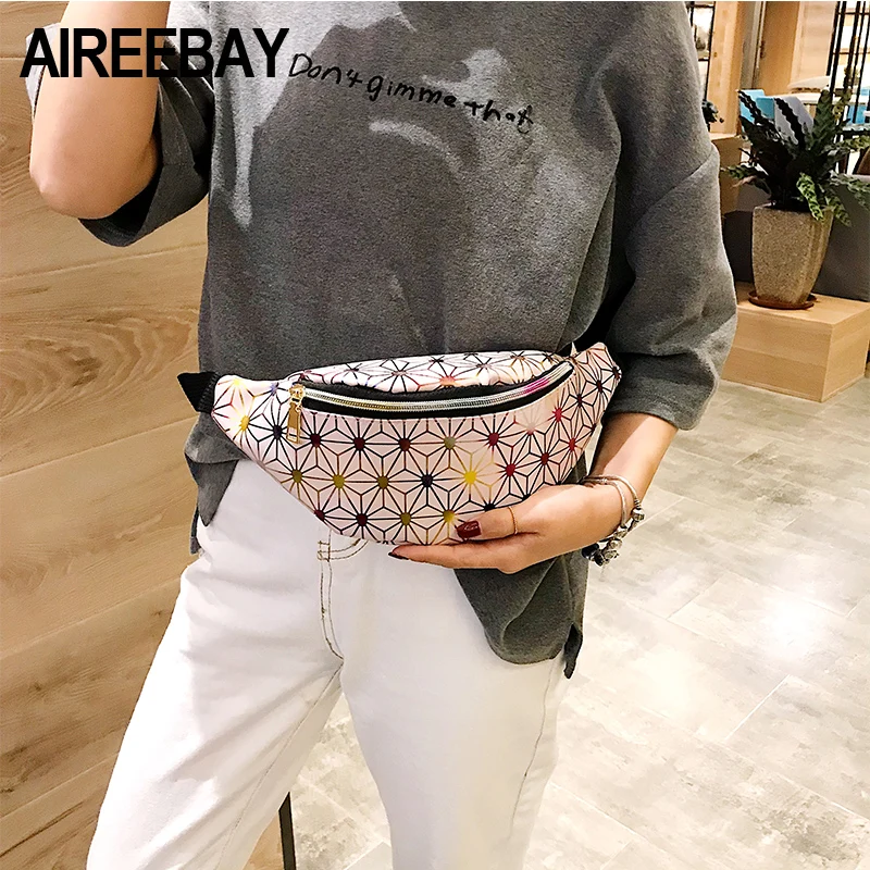 AIREEBAY голографическая поясная сумка для женщин Серебристая Женская черная