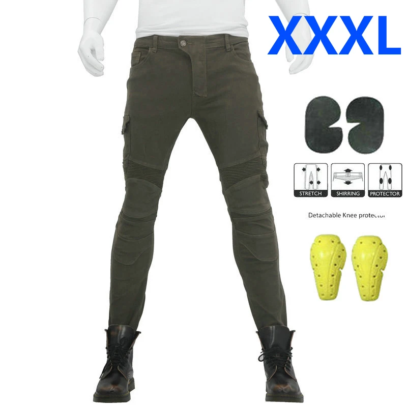 Мужские и женские мотоциклетные джинсы джинсовые байкерские армейские зеленые