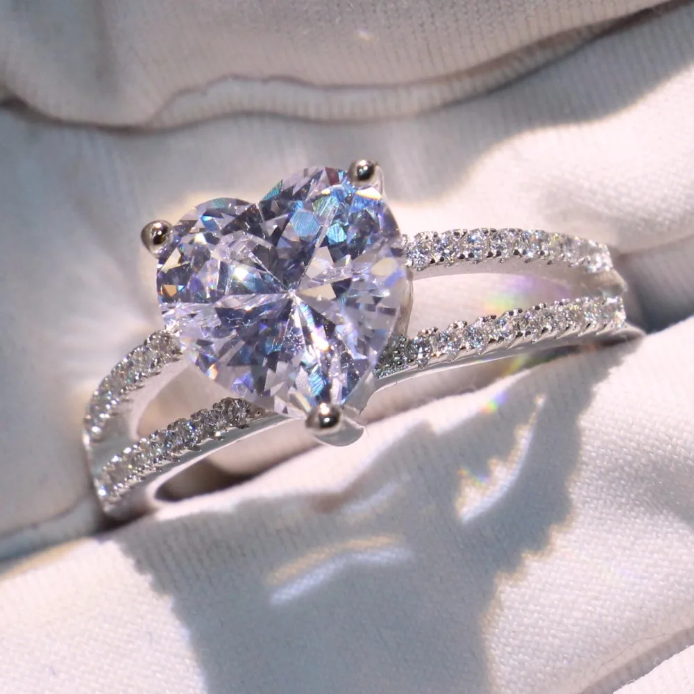 

4CT Vecalon Brand New Original Fashion Jewelry 100% Pure 925 Sterling Silver Drop Water Pear Cut 5A Zirconia Wedding Band Ring