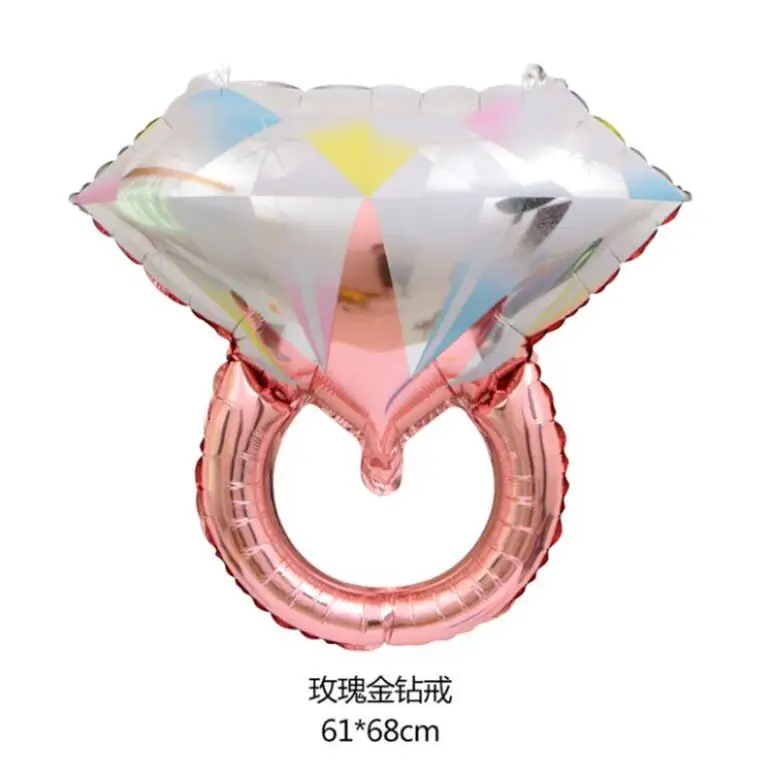 rose gold ring 2 1 шт большой розовое золото красный ссылка Love фольгированный шар кольцо с бриллиантом для бутылки шампанского чашка ко Дню Святого Валентина Свадебный Юбилей вечерние Декор - Цвет: rose gold ring 2