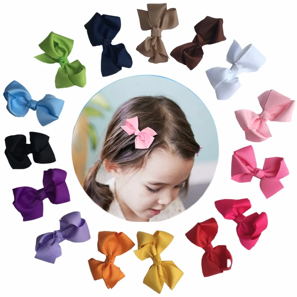 

Kids Headbands Hair Clips Boutique Hair Bows Girls Kids Children Small sharp clip Grosgrain Ribbon Headbands 15 Colors A067-2