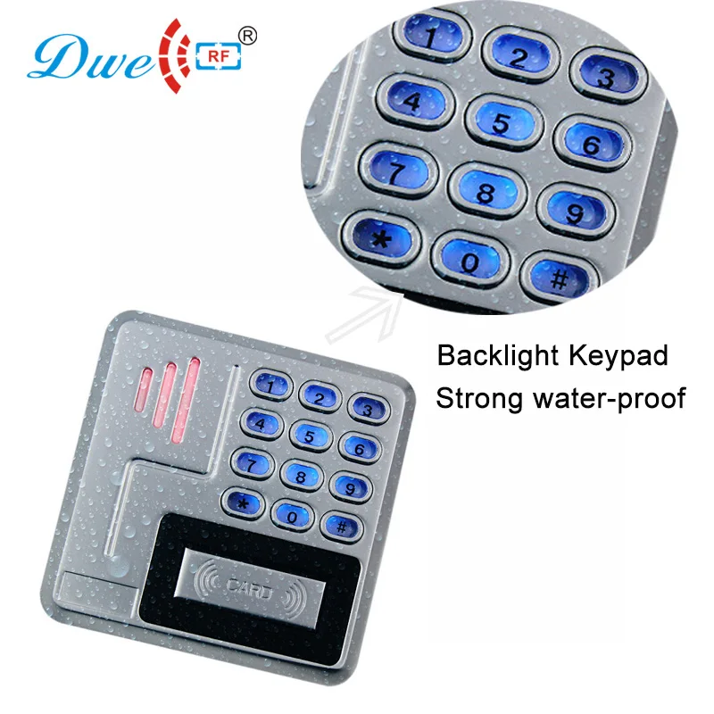 

DWE CC RF access control card reader strong zinc alloy electroplated anti-vandal case reader with luminous keypad