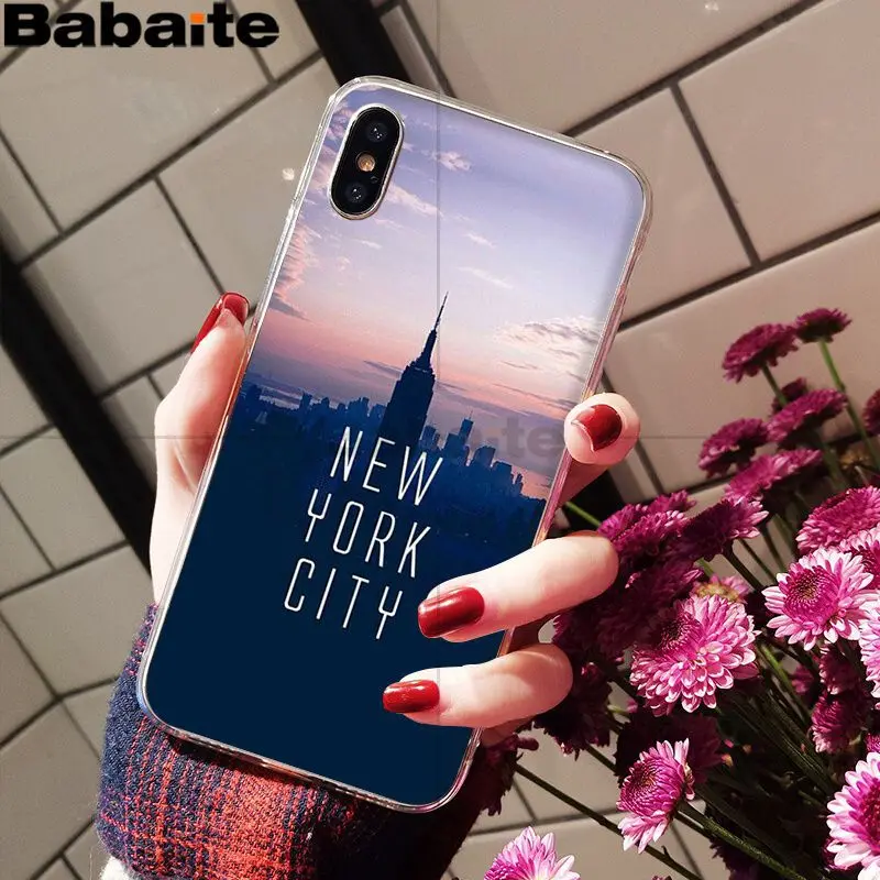 Babaite NYC Нью-Йорк городской пейзаж черный мягкий чехол для телефона Apple iPhone 8 7 6 6S Plus X XS MAX 5 5S SE XR Чехлы для мобильных телефонов - Цвет: A16