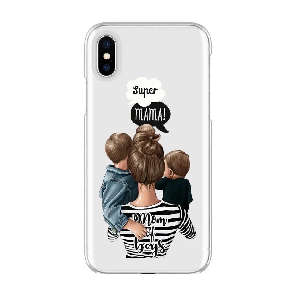 Модный черный коричневый Чехол для мамы и девочки королева iPhone Max XR XS X 8 PLUS 7 5 5SE 6 S
