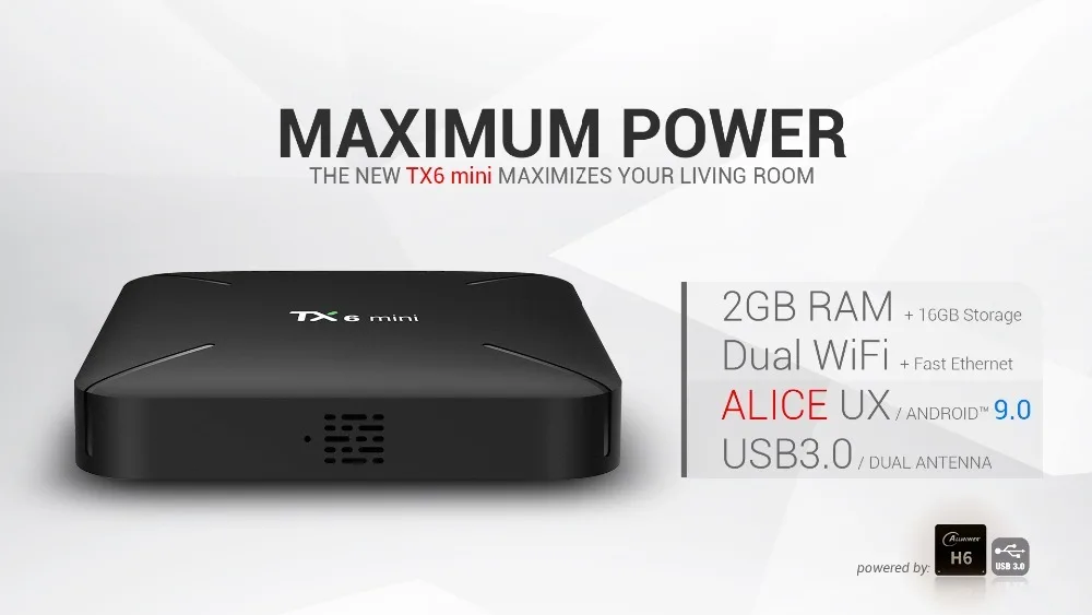 TX6 мини 4K ТВ коробка Android 9,0 2 Гб 16 Гб Allwinner H6 четырехъядерный USB3.0 2,4G Wifi проигрыватель Google PK TX3 X96