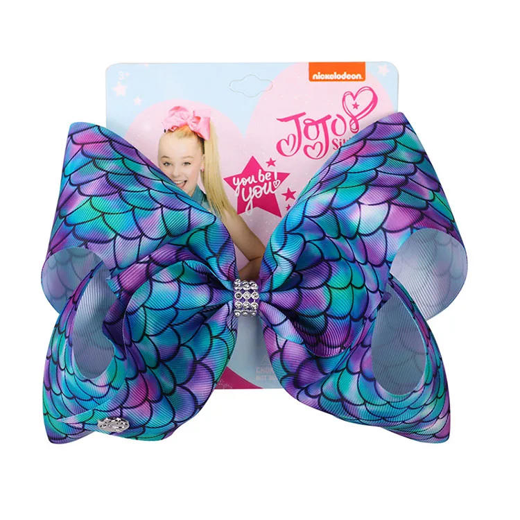 Jojo Siwa Grosgrain ручной работы ленты большой 8 дюймов волосы луки узор красивый подарок с зажимом аллигатора для детей девочек головные уборы - Цвет: 9