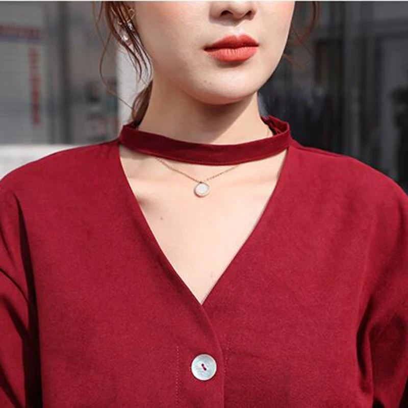 2019 Spring Blouses Women Long Sleeve Shirts Female Fashion Office Lady OL Elegant Womens Tops and Black Red | Женская одежда