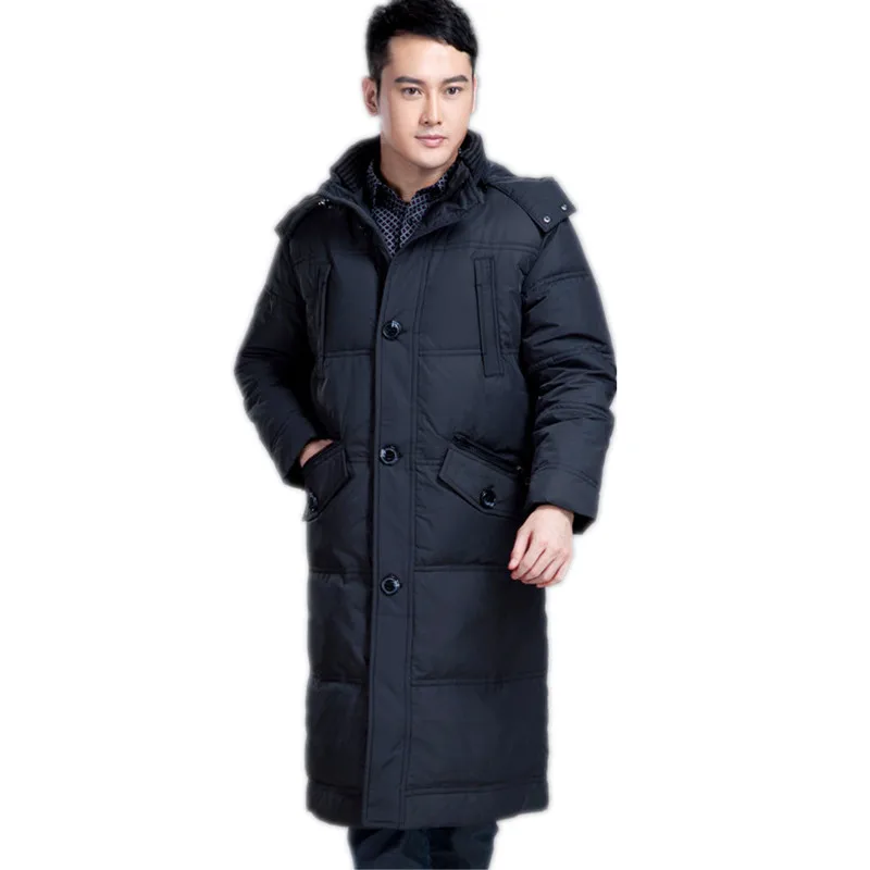 Новинка длинное стильное зимнее пальто мужская шапка съемная зимняя куртка