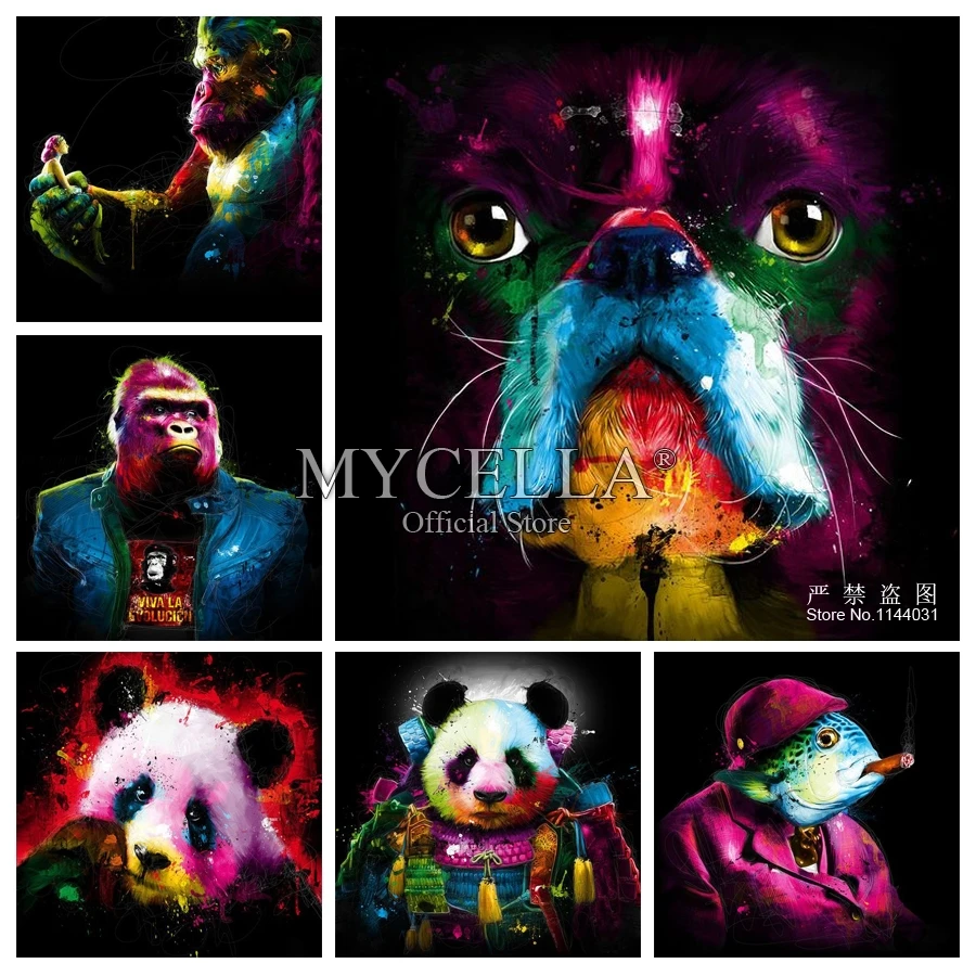 

Animals 5D DIY Diamond Painting Cross Stitch Watercolor Full Round Rhinestone Mosaic Diamond Embroidery Crafts Gift Home Decor