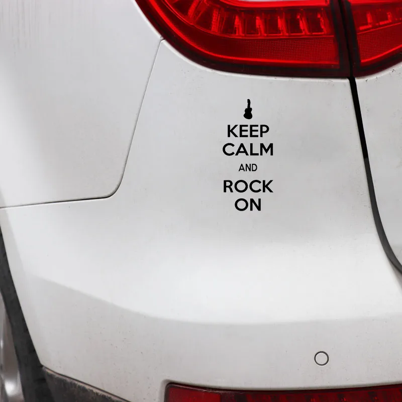 YJZT 6.5CM*14.3CM Keep Calm and Rock On Guitar Music Vinyl Black/Silver Car Sticker C22-0707 | Автомобили и мотоциклы