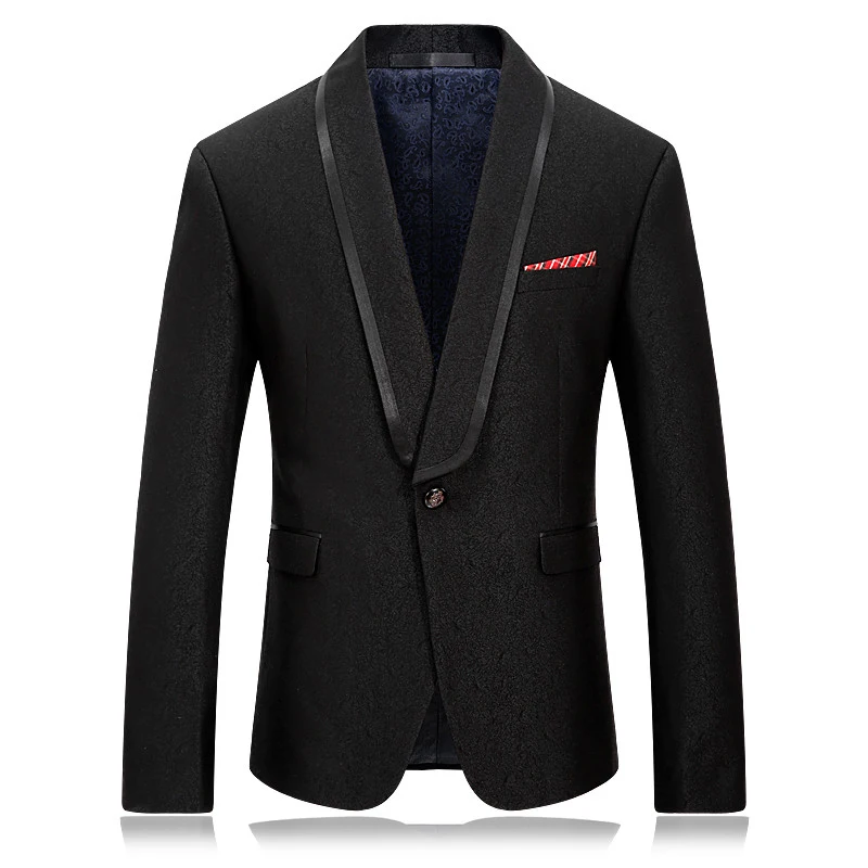 

2019 New Casual Fashion Formal Men's Luxury One Button Slim Fit Suit Jacket Men's Black Tailored Made Blazer Jacket