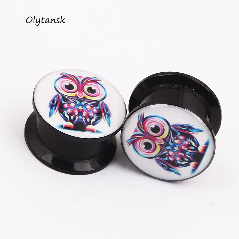 Набор из 2 предметов черные акриловые затычки для ушей с логотипом в виде совы|body