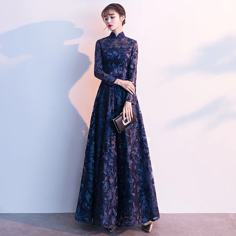 2021 кружевное вечернее платье с длинными рукавами на заказ Длинные винтажные