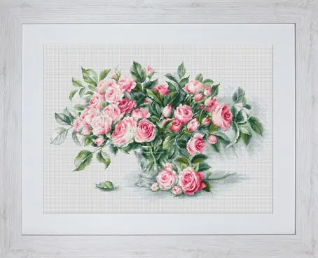 

Gold Collection Lovely Counted Cross Stitch Kit Bouquet of Pink Roses Rose Flower Flowers luca-s lucas