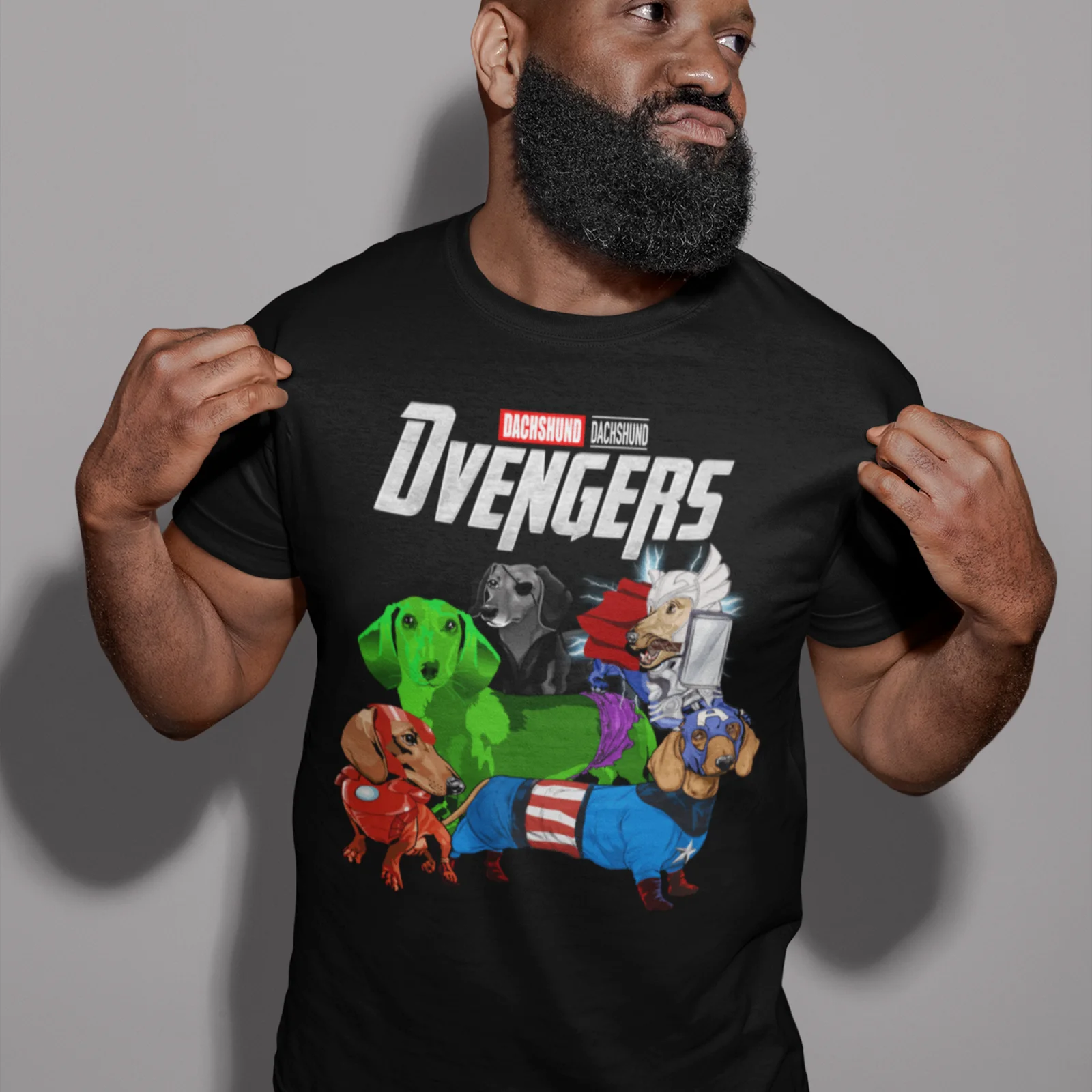 Marvel Мстители эндшпиль-такса собака футболка Черная свободная Черная Мужская футболка s Homme Футболки