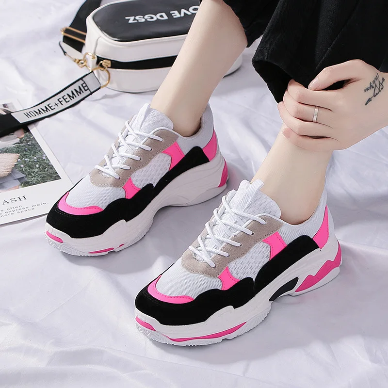 Fujin/Дизайнерская обувь Женская на плоской подошве Кроссовки толстой Прямая