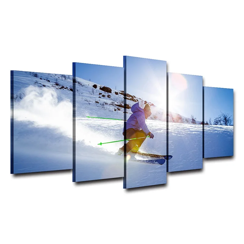 Настенная картина в рамке для катания на лыжах фотография искусство рисунок