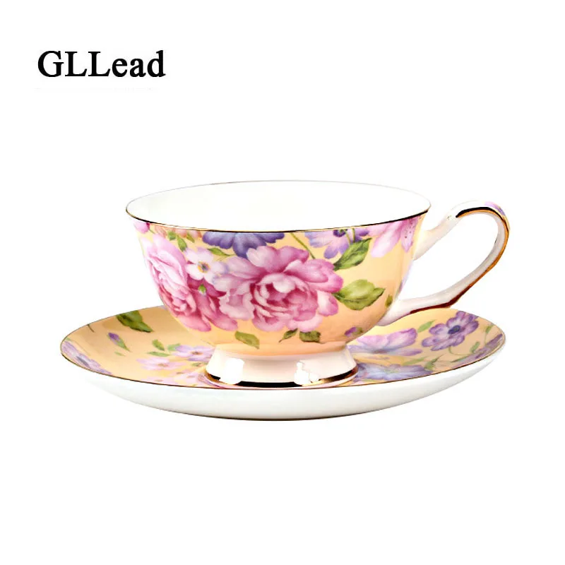 GLLead Rose Flower Bone китайская чайная тарелка элегантные золотистые цветочные