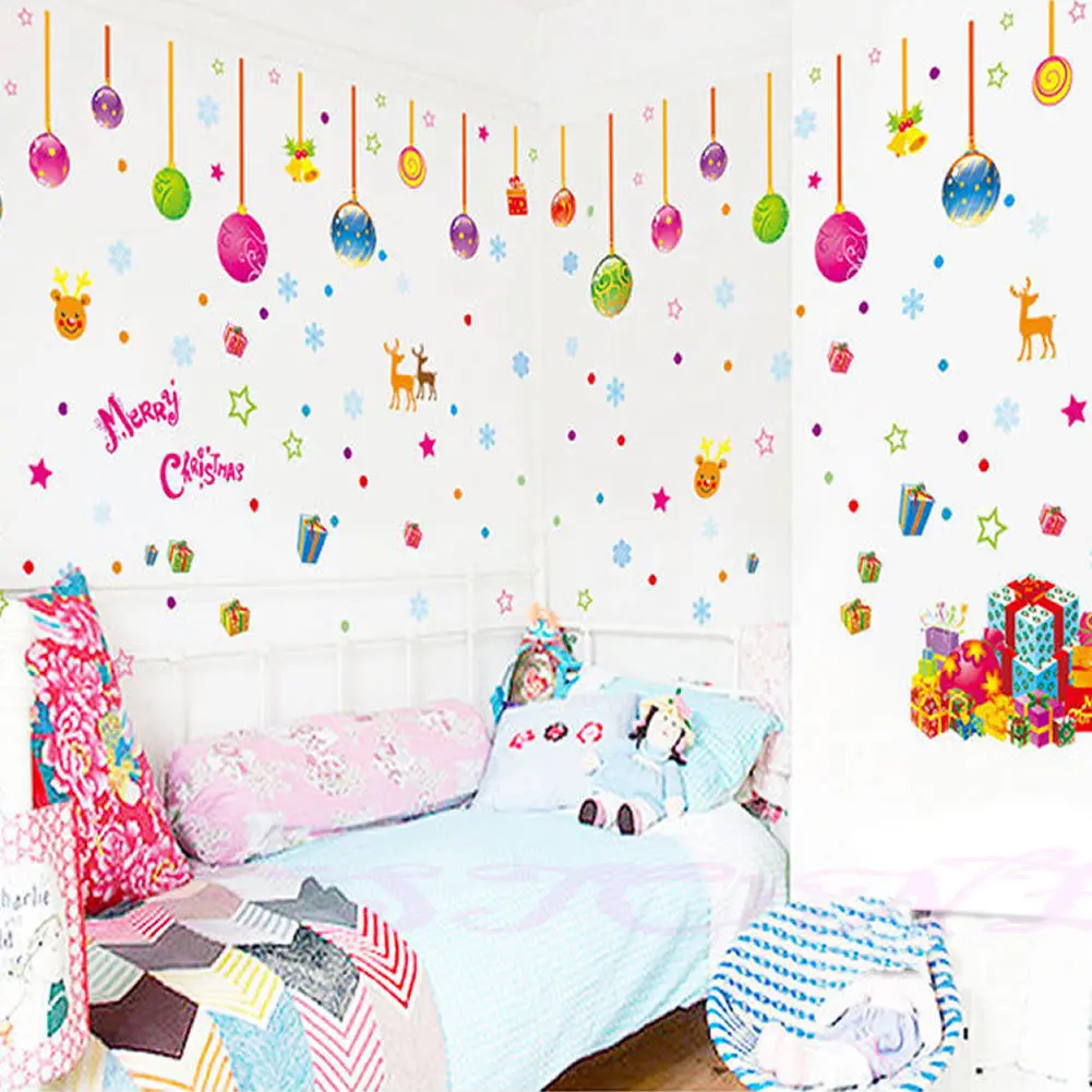 Рождество Wal наклейка счастливый снеговик олень Снежинка Наклейки на стены с