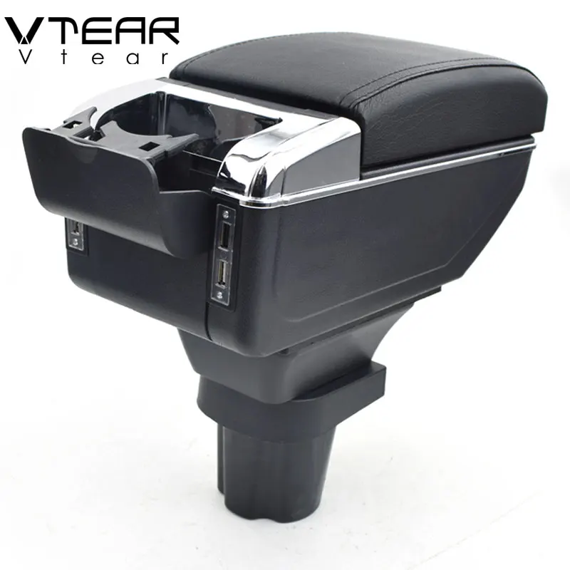 Vtear для VW, автомобильный подлокотник, кожа, АБС-пластик, подлокотник, usb аксессуары, защита, коробка для хранения, внутренние части, центральная консоль, стиль