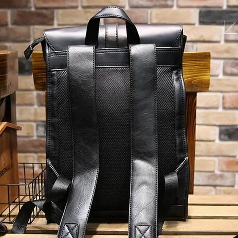 Мужской рюкзак из искусственной кожи для ноутбука деловой Mochilas Couro Masculina