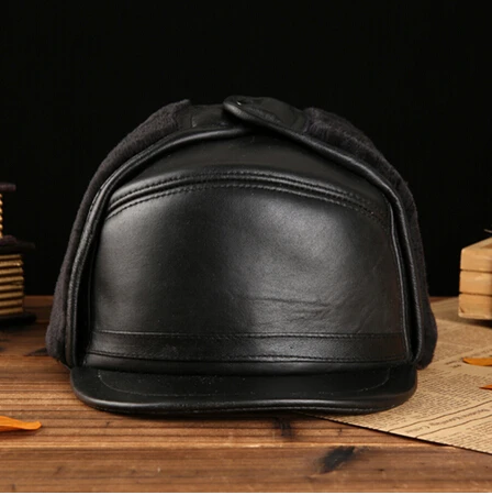 Кепка мужская из натуральной овечьей кожи в коробке | Аксессуары для одежды