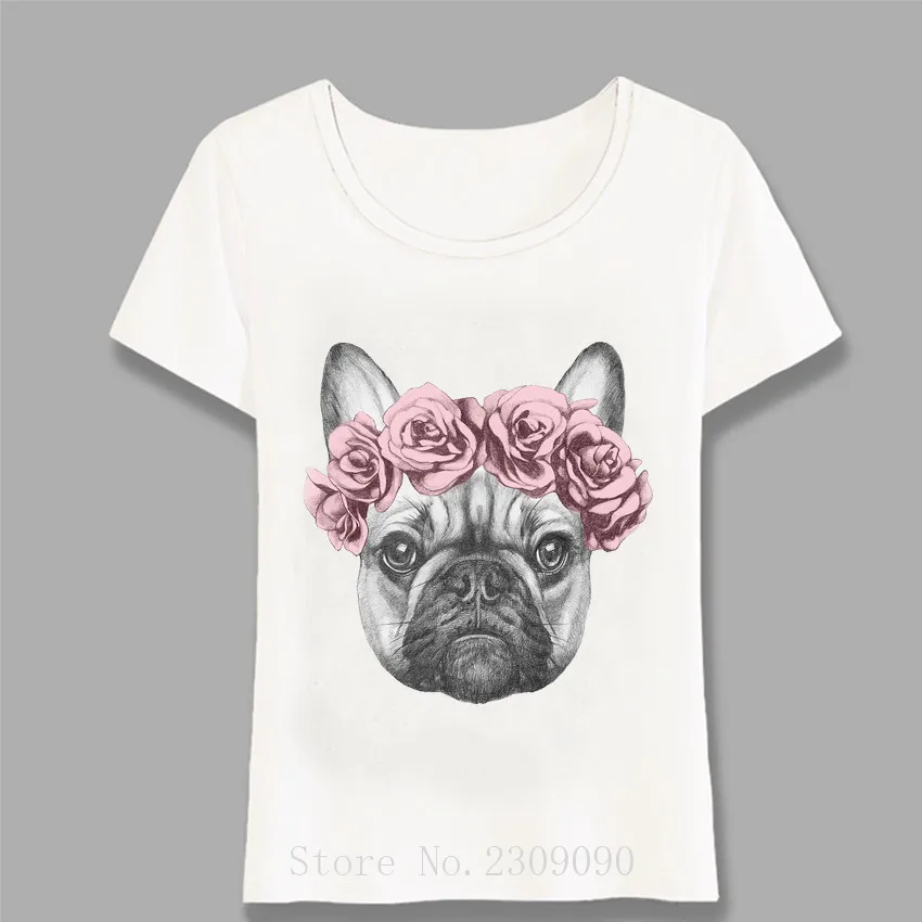 Футболка женская с принтом французского бульдога модная Милая Повседневная