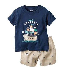 Костюм для мальчиков с изображением капитана, пиратские костюмы, детские костюмы, летняя Пижама для мальчиков, одежда для сна, футболки, топы, короткий брючный комплект