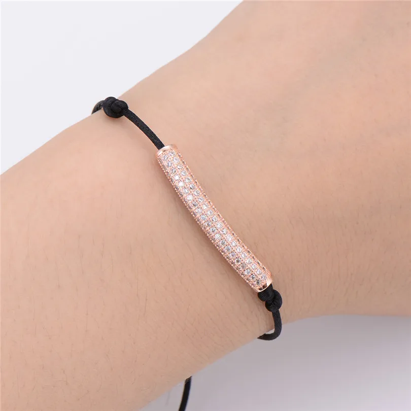 2pcs/lot Wholesale Newest Charm Long Tube Bracelets Micro Pave Zircon Round Copper Beads Briading Macrame Bracelet For Men | Украшения и