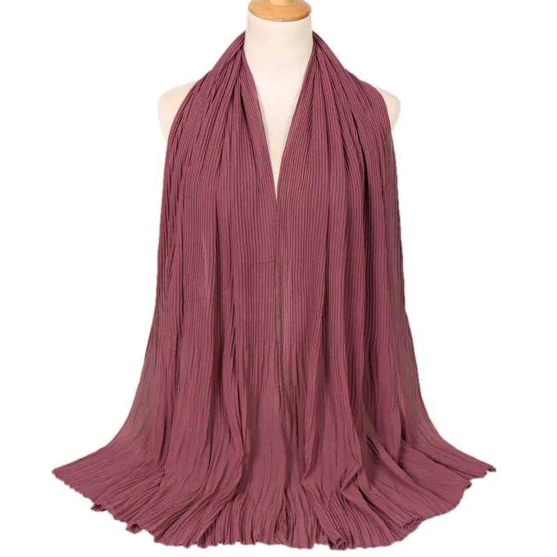 Muslim Women Crinkle Hijab Shawl Female Headscarf Plain Chiffon Islamic Turban Instant Scarf Ready To Wear Wrap Head foulard