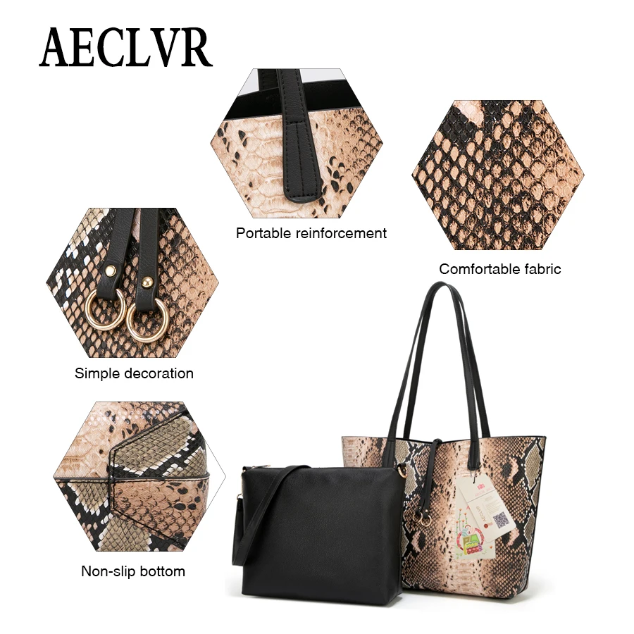 AECLVR Women Bag Vintage Messenger Bags Shoulder Handbag Top-Handle Crocodile Pattern Composite Purse Wallet Leather | Багаж и сумки