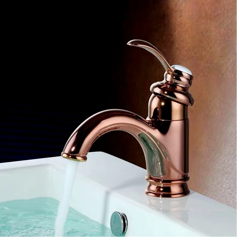 

Bathroom Basin Faucet Deck Mounted Mixer Tap Solid Brass Gold Chrome Rose Gold Hot Cold Vessel Sink Faucet Single Handle ML8068