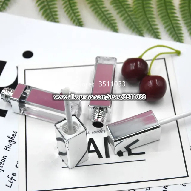 3 мл квадратный прозрачный блеск для губ трубка с зеркальной серебряной крышкой