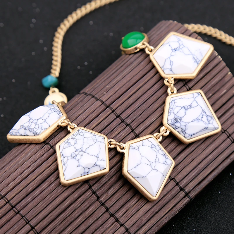 Геометрическое Мраморное ожерелье с синтетическими камнями 2019 Уникальные