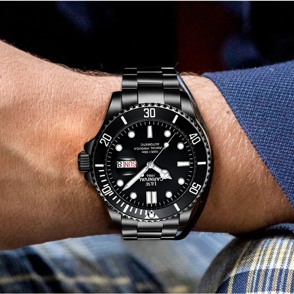 

2017 CARNIVAL Submariner Collection Mens Watches Famous Topbrand Luxury Automatic Mechanical Waterproof Sports Casual Luminous