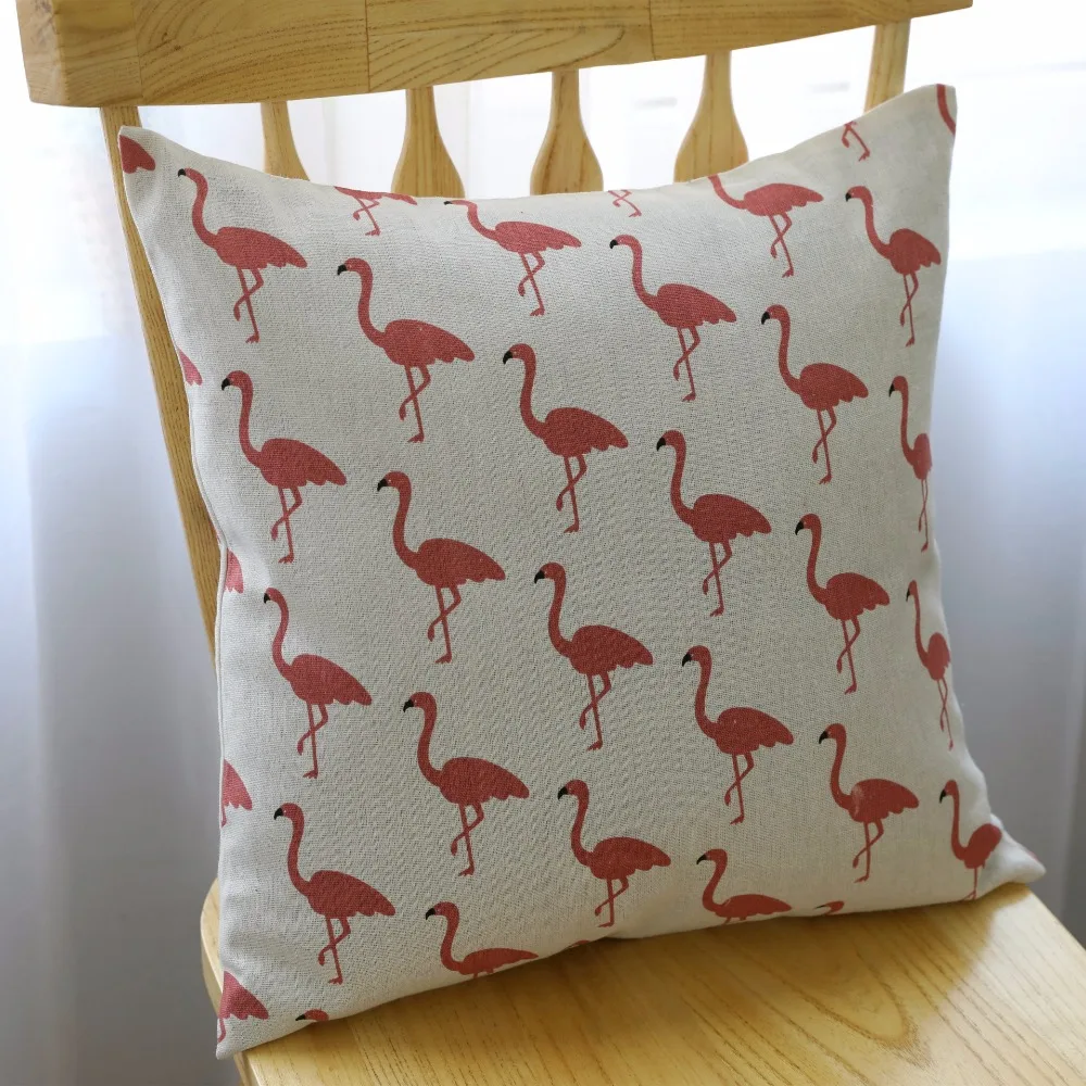 

Drop Shipping Flamingos Decorative Cotton Linen Cushion Cover Sofa Throw Pillow Car Chair Home Decor Pillow Case 45*45cm 60*60cm