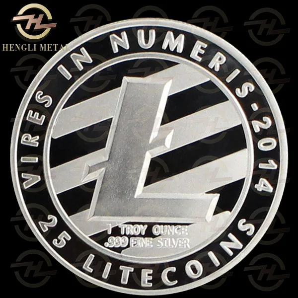 Сувенирная монета Litecoin 1 унция с чистым покрытием серебром 999 пробы 25 натуральных